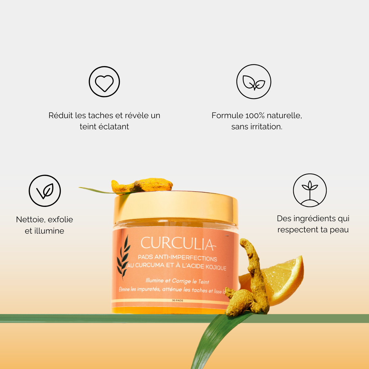 Pads Nettoyants au Curcuma 3 en 1