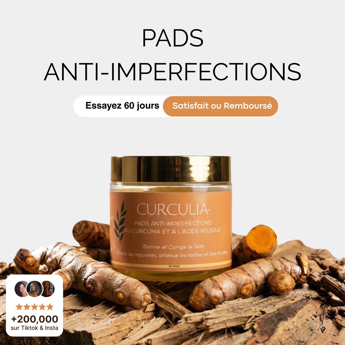 Pads Nettoyants au Curcuma 3 en 1