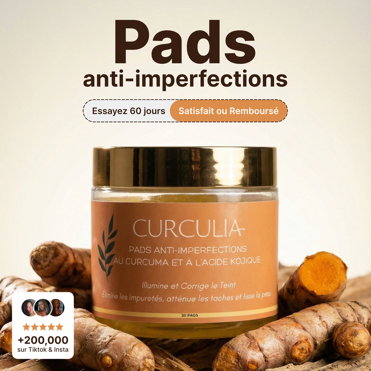 Pads Nettoyants au Curcuma 3 en 1